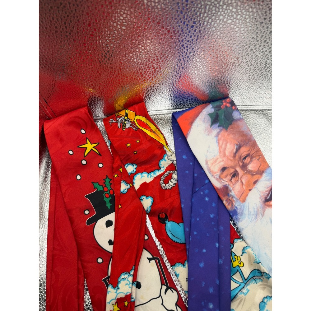 Vintage Christmas Tie Lot 3 Ralph Marlin Lupo Alberto Santa Snowman Holiday